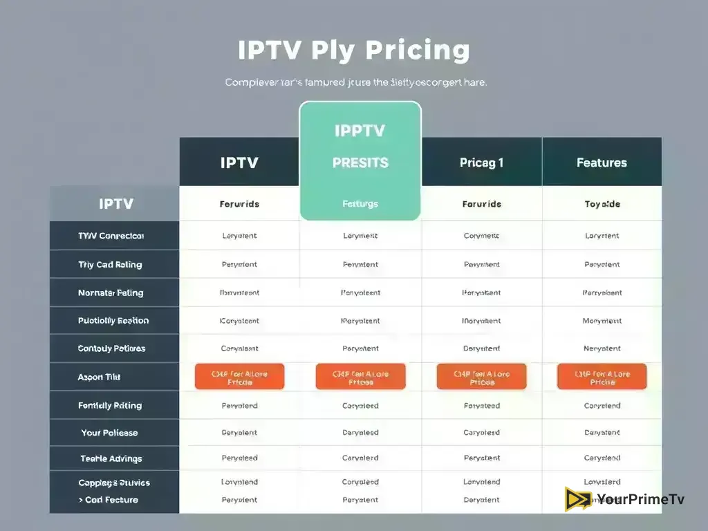 Comparison chart of YourPrimeTv pricing plans