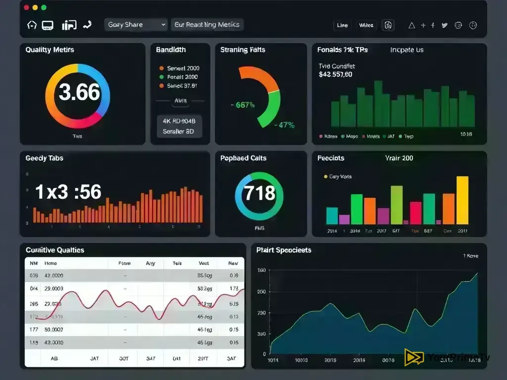 Dashboard showing streaming quality metrics and performance