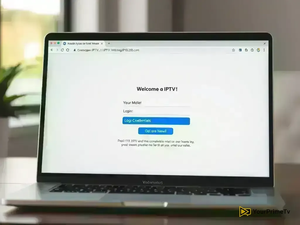 Welcome email showing YourPrimeTv login credentials